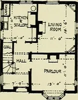 An illustration from The book of the exhibition of houses and cottages, Romford garden suburb, Gidea Park (1911)