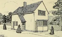 An illustration from The book of the exhibition of houses and cottages, Romford garden suburb, Gidea Park (1911)