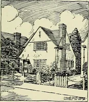 An illustration from The book of the exhibition of houses and cottages, Romford garden suburb, Gidea Park (1911)