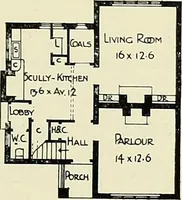 An illustration from The book of the exhibition of houses and cottages, Romford garden suburb, Gidea Park (1911)