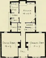An illustration from The book of the exhibition of houses and cottages, Romford garden suburb, Gidea Park (1911)