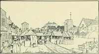 An illustration from The book of the exhibition of houses and cottages, Romford garden suburb, Gidea Park (1911)