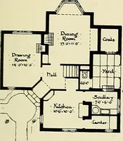 An illustration from The book of the exhibition of houses and cottages, Romford garden suburb, Gidea Park (1911)