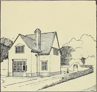 An illustration from The book of the exhibition of houses and cottages, Romford garden suburb, Gidea Park (1911)