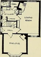 An illustration from The book of the exhibition of houses and cottages, Romford garden suburb, Gidea Park (1911)