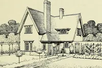 An illustration from The book of the exhibition of houses and cottages, Romford garden suburb, Gidea Park (1911)