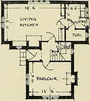 An illustration from The book of the exhibition of houses and cottages, Romford garden suburb, Gidea Park (1911)