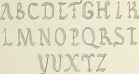 An illustration from The book of ornamental alphabets, ancient and mediaeval, from the eighth century, with numerals; including Gothic; church text, large and small; German arabesque; initials for illumination, monograms, crosses, etc., for the use of architectural and engineering draughtsmen, masons, decorative painters, lithographers, engravers, carvers, etc. etc. (1863)