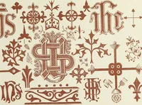 An illustration from The book of ornamental alphabets, ancient and mediaeval, from the eighth century, with numerals; including Gothic; church text, large and small; German arabesque; initials for illumination, monograms, crosses, etc., for the use of architectural and engineering draughtsmen, masons, decorative painters, lithographers, engravers, carvers, etc. etc. (1863)