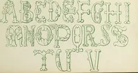 An illustration from The book of ornamental alphabets, ancient and mediaeval, from the eighth century, with numerals; including Gothic; church text, large and small; German arabesque; initials for illumination, monograms, crosses, etc., for the use of architectural and engineering draughtsmen, masons, decorative painters, lithographers, engravers, carvers, etc. etc. (1863)