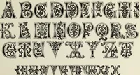 An illustration from The book of ornamental alphabets, ancient and mediaeval, from the eighth century, with numerals; including Gothic; church text, large and small; German arabesque; initials for illumination, monograms, crosses, etc., for the use of architectural and engineering draughtsmen, masons, decorative painters, lithographers, engravers, carvers, etc. etc. (1863)