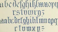 An illustration from The book of ornamental alphabets, ancient and mediaeval, from the eighth century, with numerals; including Gothic; church text, large and small; German arabesque; initials for illumination, monograms, crosses, etc., for the use of architectural and engineering draughtsmen, masons, decorative painters, lithographers, engravers, carvers, etc. etc. (1863)