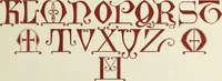 Picture 19 of 49 from The book of ornamental alphabets, ancient and mediaeval, from the eighth century, with numerals; including Gothic; church text, large and small; German arabesque; initials for illumination, monograms, crosses, etc., for the use of architectural and engineering draughtsmen, masons, decorative painters, lithographers, engravers, carvers, etc. etc. (1863), leaf 40