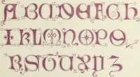 An illustration from The book of ornamental alphabets, ancient and mediaeval, from the eighth century, with numerals; including Gothic; church text, large and small; German arabesque; initials for illumination, monograms, crosses, etc., for the use of architectural and engineering draughtsmen, masons, decorative painters, lithographers, engravers, carvers, etc. etc. (1863)