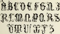 An illustration from The book of ornamental alphabets, ancient and mediaeval, from the eighth century, with numerals; including Gothic; church text, large and small; German arabesque; initials for illumination, monograms, crosses, etc., for the use of architectural and engineering draughtsmen, masons, decorative painters, lithographers, engravers, carvers, etc. etc. (1863)
