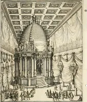 An illustration from Breue racconto della trasportatione del corpo di Papa Paolo V. dalla basilica di S. Pietro à quella di S. Maria Maggiore : con l'oratione recitata nelle sue esequie, & alcuni versi posti nell'apparato (1623)