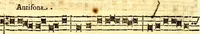 An illustration from Breve instrvttione alli giovani per imparare con ogni facilità il canto fermo, divisa in dve parti. Nella prima s'assegano le regole svccinte d'esso canto, col vero modo di pratticarle. Il canto francescano, con vna regola al chorista per ben regger' il choro, ed vn' altra all' organista per lasciar in tono con l'organo i canti, ch' occorrono in tutto l'anno. Nella seconda si pone tvtt'il canto della Settimana santa con quello per la processione della purificatione della B.V. e quattro credi nel fine (1665)