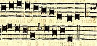 An illustration from Breve instrvttione alli giovani per imparare con ogni facilità il canto fermo, divisa in dve parti. Nella prima s'assegano le regole svccinte d'esso canto, col vero modo di pratticarle. Il canto francescano, con vna regola al chorista per ben regger' il choro, ed vn' altra all' organista per lasciar in tono con l'organo i canti, ch' occorrono in tutto l'anno. Nella seconda si pone tvtt'il canto della Settimana santa con quello per la processione della purificatione della B.V. e quattro credi nel fine (1665)