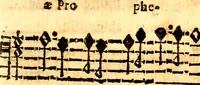 An illustration from Breve instrvttione alli giovani per imparare con ogni facilità il canto fermo, divisa in dve parti. Nella prima s'assegano le regole svccinte d'esso canto, col vero modo di pratticarle. Il canto francescano, con vna regola al chorista per ben regger' il choro, ed vn' altra all' organista per lasciar in tono con l'organo i canti, ch' occorrono in tutto l'anno. Nella seconda si pone tvtt'il canto della Settimana santa con quello per la processione della purificatione della B.V. e quattro credi nel fine (1665)