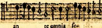 An illustration from Breve instrvttione alli giovani per imparare con ogni facilità il canto fermo, divisa in dve parti. Nella prima s'assegano le regole svccinte d'esso canto, col vero modo di pratticarle. Il canto francescano, con vna regola al chorista per ben regger' il choro, ed vn' altra all' organista per lasciar in tono con l'organo i canti, ch' occorrono in tutto l'anno. Nella seconda si pone tvtt'il canto della Settimana santa con quello per la processione della purificatione della B.V. e quattro credi nel fine (1665)