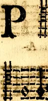 An illustration from Breve instrvttione alli giovani per imparare con ogni facilità il canto fermo, divisa in dve parti. Nella prima s'assegano le regole svccinte d'esso canto, col vero modo di pratticarle. Il canto francescano, con vna regola al chorista per ben regger' il choro, ed vn' altra all' organista per lasciar in tono con l'organo i canti, ch' occorrono in tutto l'anno. Nella seconda si pone tvtt'il canto della Settimana santa con quello per la processione della purificatione della B.V. e quattro credi nel fine (1665)