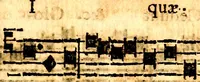 An illustration from Breve instrvttione alli giovani per imparare con ogni facilità il canto fermo, divisa in dve parti. Nella prima s'assegano le regole svccinte d'esso canto, col vero modo di pratticarle. Il canto francescano, con vna regola al chorista per ben regger' il choro, ed vn' altra all' organista per lasciar in tono con l'organo i canti, ch' occorrono in tutto l'anno. Nella seconda si pone tvtt'il canto della Settimana santa con quello per la processione della purificatione della B.V. e quattro credi nel fine (1665)