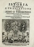 Picture 1 of 2 from Breve istoria di Meda, e traslatione de' santi Aimo e Vermondo della nobilissima famiglia de Corij milanesi, con la loro vita (1629), leaf 7