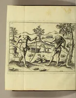 An illustration from Brevis & admiranda descriptio regni Guianae, avri abundantissimi, in America, seu novo orbe, sub linea aequinoctilia siti: quod nuper admodum, annis nimirum 1564 [sic]. 1595 & 1596. Per generosium dominum Dn. Gualtherum Raleghe quitem Anglum detectum est: : paulò post jussu ejus duobus libellis comprehensa: ex quibus Iodocus Hondius tabulam geographicam adornavit, addita explicatione Belgico sermone scripta: nunc verò in Latinum sermonem translata, & ex variis authoribus hinc inde declarata (1599)
