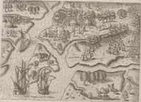 Picture 23 of 99 from Brevis narratio eorum quae in Florida Americae provincia Gallis acciderunt ... : quae est secunda pars Americae. Additae figurae et incolarum eicones ibidem ad vivum expressae, brevis item declaratio religionis, rituum, vivendique ratione ipsorum ... (1591), leaf 58