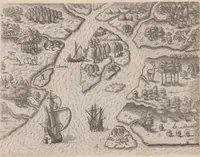 Picture 25 of 99 from Brevis narratio eorum quae in Florida Americae provincia Gallis acciderunt ... : quae est secunda pars Americae. Additae figurae et incolarum eicones ibidem ad vivum expressae, brevis item declaratio religionis, rituum, vivendique ratione ipsorum ... (1591), leaf 60