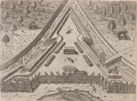An illustration from Brevis narratio eorum quae in Florida Americae provincia Gallis acciderunt ... : quae est secunda pars Americae. Additae figurae et incolarum eicones ibidem ad vivum expressae, brevis item declaratio religionis, rituum, vivendique ratione ipsorum ... (1591)