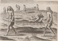 Picture 47 of 99 from Brevis narratio eorum quae in Florida Americae provincia Gallis acciderunt ... : quae est secunda pars Americae. Additae figurae et incolarum eicones ibidem ad vivum expressae, brevis item declaratio religionis, rituum, vivendique ratione ipsorum ... (1591), leaf 82