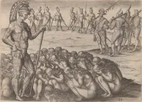 Picture 49 of 99 from Brevis narratio eorum quae in Florida Americae provincia Gallis acciderunt ... : quae est secunda pars Americae. Additae figurae et incolarum eicones ibidem ad vivum expressae, brevis item declaratio religionis, rituum, vivendique ratione ipsorum ... (1591), leaf 84