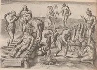 Picture 53 of 99 from Brevis narratio eorum quae in Florida Americae provincia Gallis acciderunt ... : quae est secunda pars Americae. Additae figurae et incolarum eicones ibidem ad vivum expressae, brevis item declaratio religionis, rituum, vivendique ratione ipsorum ... (1591), leaf 88