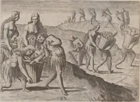 Picture 59 of 99 from Brevis narratio eorum quae in Florida Americae provincia Gallis acciderunt ... : quae est secunda pars Americae. Additae figurae et incolarum eicones ibidem ad vivum expressae, brevis item declaratio religionis, rituum, vivendique ratione ipsorum ... (1591), leaf 94
