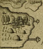 Picture 6 of 97 from Brevis narratio eorvm qvae in Florida Americæ provicia Gallis acciderunt : secunda in illam nauigatione, duce Renato de Laudõniere classis præfecto, anno MDLXIIII, qvae est secvnda pars Americæ : additæ figuræ & incolarum eicones ibidem ad vivu expressæ, brevis item declaratio religionis, rituum, vivendique ratione ipsorum (1591), leaf 10