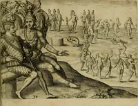 Picture 62 of 97 from Brevis narratio eorvm qvae in Florida Americæ provicia Gallis acciderunt : secunda in illam nauigatione, duce Renato de Laudõniere classis præfecto, anno MDLXIIII, qvae est secvnda pars Americæ : additæ figuræ & incolarum eicones ibidem ad vivu expressæ, brevis item declaratio religionis, rituum, vivendique ratione ipsorum (1591), leaf 70