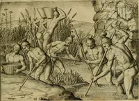 Picture 74 of 97 from Brevis narratio eorvm qvae in Florida Americæ provicia Gallis acciderunt : secunda in illam nauigatione, duce Renato de Laudõniere classis præfecto, anno MDLXIIII, qvae est secvnda pars Americæ : additæ figuræ & incolarum eicones ibidem ad vivu expressæ, brevis item declaratio religionis, rituum, vivendique ratione ipsorum (1591), leaf 84