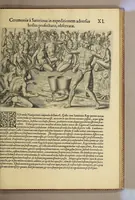 An illustration from Brevis narratio eorum quae in Florida Americae provi[n]cia Gallis acciderunt, : secunda in illam nauigatione, duce Renato de Laudo[n]niere classis praefecto anno M D LXIIII. Quae est secunda pars Americae. Additae figurae et incolarum eicones ibidem ad vivu[m] espressae brevis item declaratio religionis, rituum, vivendique ratione ipsorum. (1591)