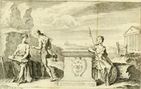An illustration from Britannia romana: : or, The Roman antiquities of Britain: in three books. I. History of all the Roman transactions in Britain, also description of the Roman walls. II. Collection of the Roman inscriptions and sculptures discovered in Britain. III. The Roman geography of Britain, in which are given the originals of Ptolemy, Antonini Itinerarium, the Notitia, the anonymous Ravennas and Peutinger's table, so far as they relate to this island. To which are added a chronological table, and indexes to the inscriptions and sculptures. Also geographical indexes both of the Latin and English names of the Roman places in Britain, and a general index to the work (1732)