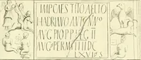 Picture 42 of 240 from Britannia romana: : or, The Roman antiquities of Britain: in three books. I. History of all the Roman transactions in Britain, also description of the Roman walls. II. Collection of the Roman inscriptions and sculptures discovered in Britain. III. The Roman geography of Britain, in which are given the originals of Ptolemy, Antonini Itinerarium, the Notitia, the anonymous Ravennas and Peutinger's table, so far as they relate to this island. To which are added a chronological table, and indexes to the inscriptions and sculptures. Also geographical indexes both of the Latin and English names of the Roman places in Britain, and a general index to the work (1732), leaf 318