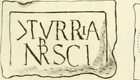 An illustration from Britannia romana: : or, The Roman antiquities of Britain: in three books. I. History of all the Roman transactions in Britain, also description of the Roman walls. II. Collection of the Roman inscriptions and sculptures discovered in Britain. III. The Roman geography of Britain, in which are given the originals of Ptolemy, Antonini Itinerarium, the Notitia, the anonymous Ravennas and Peutinger's table, so far as they relate to this island. To which are added a chronological table, and indexes to the inscriptions and sculptures. Also geographical indexes both of the Latin and English names of the Roman places in Britain, and a general index to the work (1732)
