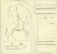 Picture 77 of 240 from Britannia romana: : or, The Roman antiquities of Britain: in three books. I. History of all the Roman transactions in Britain, also description of the Roman walls. II. Collection of the Roman inscriptions and sculptures discovered in Britain. III. The Roman geography of Britain, in which are given the originals of Ptolemy, Antonini Itinerarium, the Notitia, the anonymous Ravennas and Peutinger's table, so far as they relate to this island. To which are added a chronological table, and indexes to the inscriptions and sculptures. Also geographical indexes both of the Latin and English names of the Roman places in Britain, and a general index to the work (1732), leaf 354