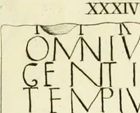 Picture 156 of 240 from Britannia romana: : or, The Roman antiquities of Britain: in three books. I. History of all the Roman transactions in Britain, also description of the Roman walls. II. Collection of the Roman inscriptions and sculptures discovered in Britain. III. The Roman geography of Britain, in which are given the originals of Ptolemy, Antonini Itinerarium, the Notitia, the anonymous Ravennas and Peutinger's table, so far as they relate to this island. To which are added a chronological table, and indexes to the inscriptions and sculptures. Also geographical indexes both of the Latin and English names of the Roman places in Britain, and a general index to the work (1732), leaf 438