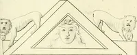 An illustration from Britannia romana: : or, The Roman antiquities of Britain: in three books. I. History of all the Roman transactions in Britain, also description of the Roman walls. II. Collection of the Roman inscriptions and sculptures discovered in Britain. III. The Roman geography of Britain, in which are given the originals of Ptolemy, Antonini Itinerarium, the Notitia, the anonymous Ravennas and Peutinger's table, so far as they relate to this island. To which are added a chronological table, and indexes to the inscriptions and sculptures. Also geographical indexes both of the Latin and English names of the Roman places in Britain, and a general index to the work (1732)