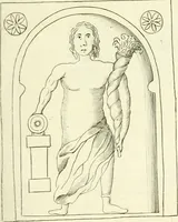 An illustration from Britannia romana: : or, The Roman antiquities of Britain: in three books. I. History of all the Roman transactions in Britain, also description of the Roman walls. II. Collection of the Roman inscriptions and sculptures discovered in Britain. III. The Roman geography of Britain, in which are given the originals of Ptolemy, Antonini Itinerarium, the Notitia, the anonymous Ravennas and Peutinger's table, so far as they relate to this island. To which are added a chronological table, and indexes to the inscriptions and sculptures. Also geographical indexes both of the Latin and English names of the Roman places in Britain, and a general index to the work (1732)