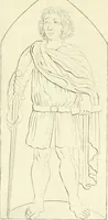 An illustration from Britannia romana: : or, The Roman antiquities of Britain: in three books. I. History of all the Roman transactions in Britain, also description of the Roman walls. II. Collection of the Roman inscriptions and sculptures discovered in Britain. III. The Roman geography of Britain, in which are given the originals of Ptolemy, Antonini Itinerarium, the Notitia, the anonymous Ravennas and Peutinger's table, so far as they relate to this island. To which are added a chronological table, and indexes to the inscriptions and sculptures. Also geographical indexes both of the Latin and English names of the Roman places in Britain, and a general index to the work (1732)