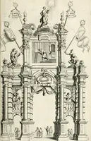 An illustration from Brusselsche eer-triumphen : dat is eene waerachtighe beschreijvinge van alle de hertoghlijcke huldinghen, der keyseren, koninghen, konighinnen, hertoghen en princen inne-komsten, vreugde-fessten en tournoy-spelen : gheschiet binnen princelijcke stadt Brussel, t'sedert hare op-bauwinghe tot desen teghenwoordighen dagh toe : eyndende met waerachtighe beschrijvinghe van de groote feeste, van het dry hondert jarigh jubile van het hoogh-weerdigh H. Sacrament van Mirakalen : waer en alles, dat daer in de voorschreve feeste gheschiet is, soo raeckende den dienst in de kerke, als den gangh van de processie, met alle sijne bediedtselen en triumph-waeghens, en verciersel van den wegh der processie verhaelt staen : en de arcken triumphael, in fijne kopere platen zijn uyt-gedruckt (1670)