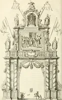 An illustration from Brusselsche eer-triumphen : dat is eene waerachtighe beschreijvinge van alle de hertoghlijcke huldinghen, der keyseren, koninghen, konighinnen, hertoghen en princen inne-komsten, vreugde-fessten en tournoy-spelen : gheschiet binnen princelijcke stadt Brussel, t'sedert hare op-bauwinghe tot desen teghenwoordighen dagh toe : eyndende met waerachtighe beschrijvinghe van de groote feeste, van het dry hondert jarigh jubile van het hoogh-weerdigh H. Sacrament van Mirakalen : waer en alles, dat daer in de voorschreve feeste gheschiet is, soo raeckende den dienst in de kerke, als den gangh van de processie, met alle sijne bediedtselen en triumph-waeghens, en verciersel van den wegh der processie verhaelt staen : en de arcken triumphael, in fijne kopere platen zijn uyt-gedruckt (1670)
