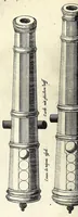 An illustration from Büchsenmeister-Discurs : eine neuerfundene Kugel-Taffel, Abtheilung der Stuc̈ke, Laveten und Visir-Stäbe : sambt einem wohlbestellten Feuerwercks-Laboratorio, zu Schimpf und Ernst, vielerley neuerfundenen Wasser- und Böllerkugeln : Abtheilungen der Böller, sambt ihren Laveten, Quadranten und Racheten-Stöcken : nebst etlich funfzig Kupferplatten und einem aussführlichen Register zu Ende dieses Buches beygefüget (1662)